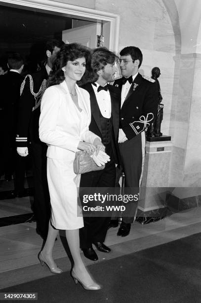 Victoria Principal and Andy Gibb attend an event at the White House in Washington, D.C., on March 21, 1981.