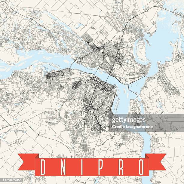 dnipro, ukraine vector map - dnieper river stock illustrations