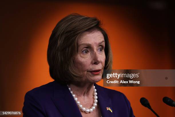 Speaker of the House Rep. Nancy Pelosi speaks during her weekly news conference at the U.S. Capitol on September 30, 2022 in Washington, DC. Speaker...