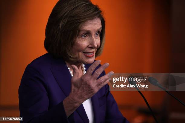 Speaker of the House Rep. Nancy Pelosi speaks during her weekly news conference at the U.S. Capitol on September 30, 2022 in Washington, DC. Speaker...