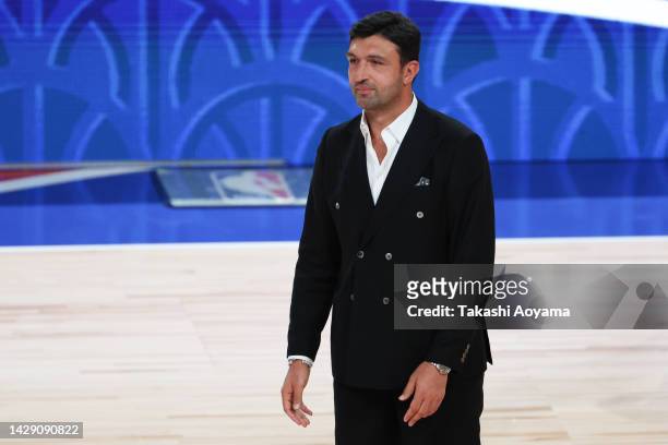 Former NBA player, Zaza Pachulia is seen during the Golden State Warriors v Washington Wizards - NBA Japan Games at the Saitama Super Arena on...