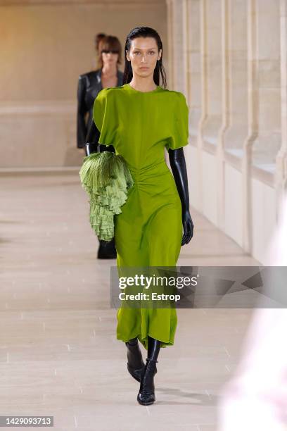 Model walks the runway during the Victoria Beckham Womenswear Spring/Summer 2023 show as part of Paris Fashion Week at Val de Grace on September 30,...