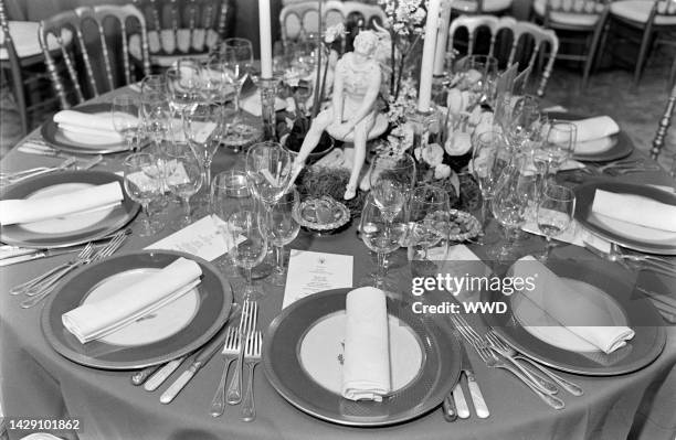 Table settings are seen during an event at the White House in Washington, D.C., on December 7, 1983.