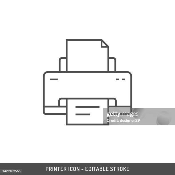 ilustrações de stock, clip art, desenhos animados e ícones de printer line icon. - papers scanning to digital vector