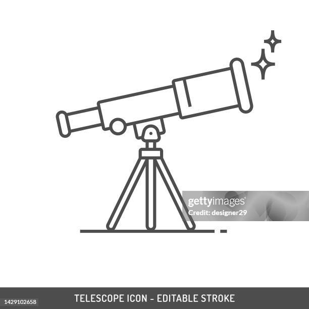 illustrations, cliparts, dessins animés et icônes de icône de ligne de télescope. - télescope