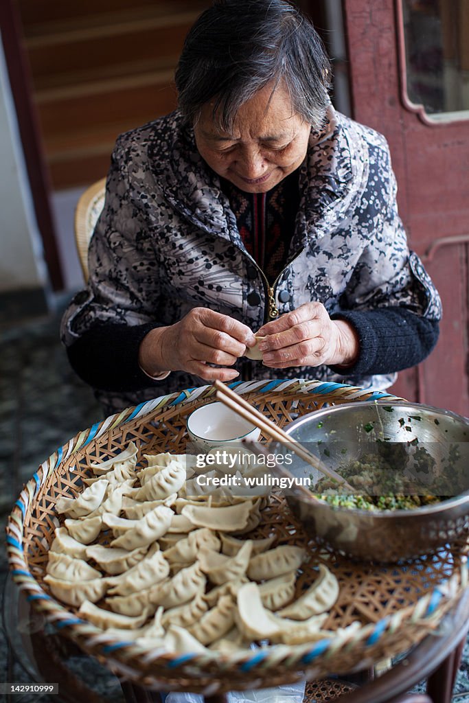 Making Chinese dumplings