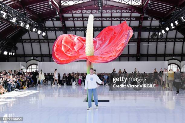Fashion designer Jonathan Anderson walks the runway during the Loewe Ready to Wear Spring/Summer 2023 fashion show as part of the Paris Fashion Week...