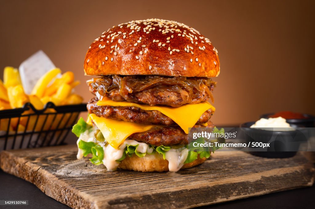 Close-up of burger on table