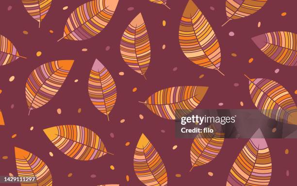 seamless autumn leaves abstract background - falling feathers stock illustrations