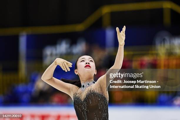 Logan Higase-Chen of the United States competes in the Junior Women's Free Skating during the ISU Junior Grand Prix of Figure Skating at Olivia Ice...
