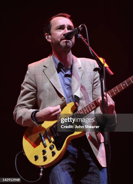 Musician James Mercer of The Shins performs during Day 2 of the 2012 Coachella Valley Music & Arts Festival held at the Empire Polo Club on April 14,...