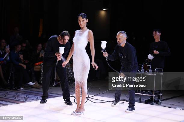 Bella Hadid walks the runway during the Coperni Womenswear Spring/Summer 2023 show as part of Paris Fashion Week on September 30, 2022 in Paris,...