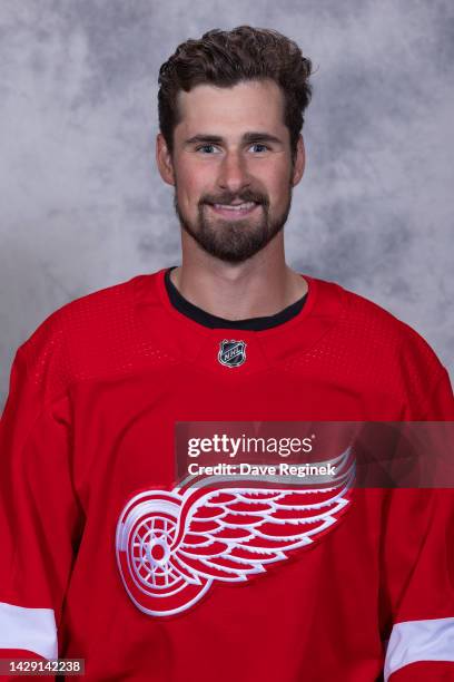 Dylan Larkin of the Detroit Red Wings poses for his official headshot for the 2022-2023 season at Center Ice Arena on September 21, 2022 in Traverse...