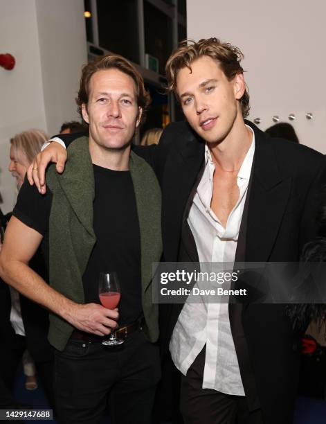 Luke Bracey and Austin Butler attend a special dinner, hosted by Ruthie Rogers, with Baz Luhrmann and Austin Butler to celebrate 'Elvis', at the...