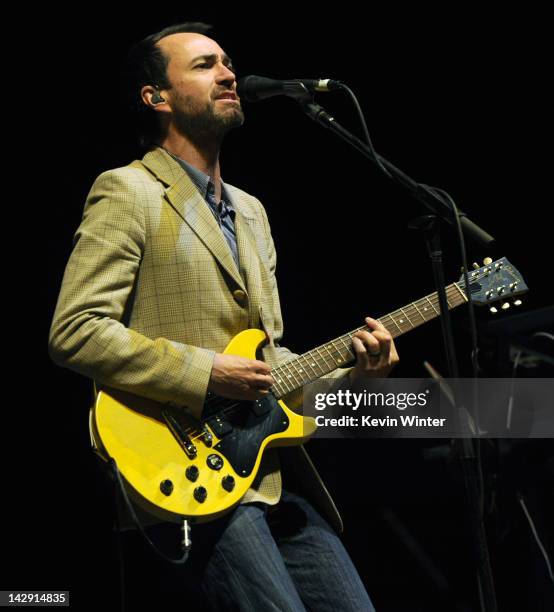 Musician James Mercer of The Shins performs onstage during day 2 of the 2012 Coachella Valley Music & Arts Festival at the Empire Polo Field on April...