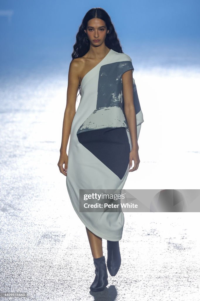 A model walks the runway during the Issey Miyake Womenswear... News ...