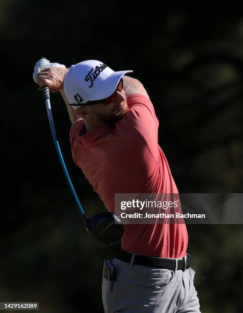 Anders Albertson of the United States plays his shot from the eighth tee during the second round of the Sanderson Farms Championship at The Country...