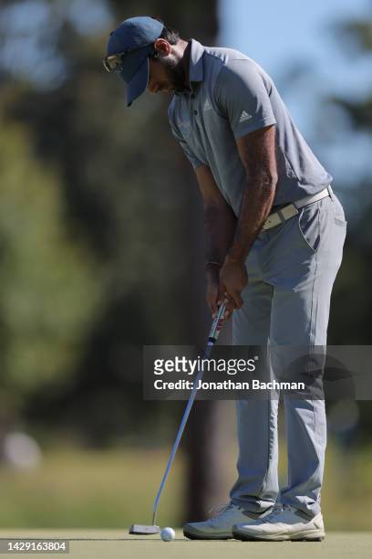Aaron Rai of England putts on the eighth green during the second round of the Sanderson Farms Championship at The Country Club of Jackson on...