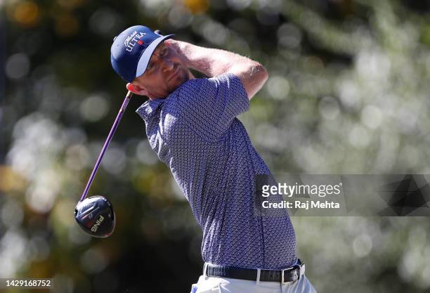 Vaughn Taylor of the United States plays his shot from the 14th tee during the second round of the Sanderson Farms Championship at The Country Club...
