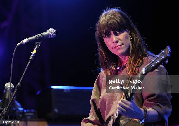 Musician Leslie Feist performs onstage during day 2 of the 2012 Coachella Valley Music & Arts Festival at the Empire Polo Field on April 14, 2012 in...