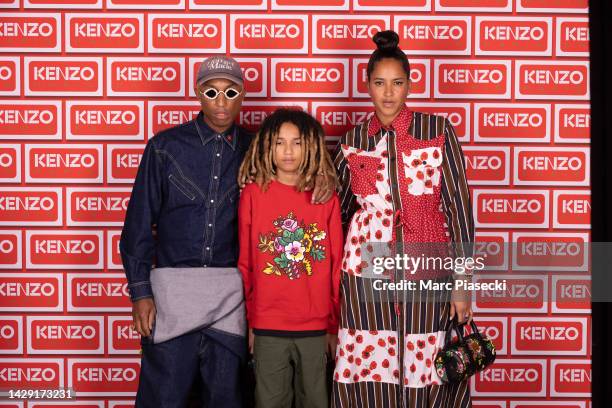 Pharrell Williams, Rocket Ayer Williams and Helen Lasichanh attend the Kenzo Party as part of Paris Fashion Week on September 30, 2022 in Paris,...