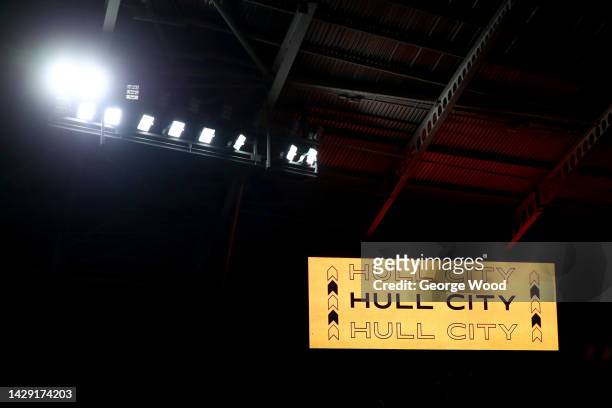 General view inside the stadium prior to the Sky Bet Championship between Hull City and Luton Town at MKM Stadium on September 30, 2022 in Hull,...