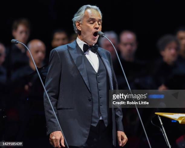 Andrea Bocelli performs at The O2 Arena on September 30, 2022 in London, England.