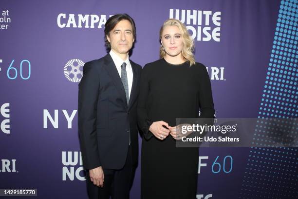 Noah Baumbach and Greta Gerwig attend The 60th New York Film Festival opening night, "White Noise" at Alice Tully Hall, Lincoln Center on September...