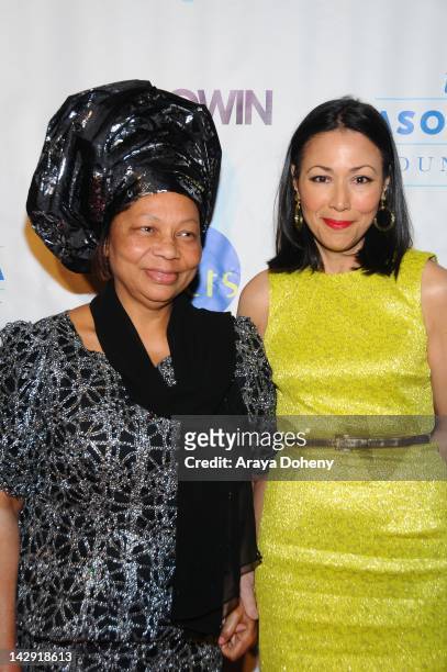 Dr. Lilian Asomugha and Ann Curry arrive at the 6th Annual Asomugha Foundation Gala "Service Matters" at Millennium Biltmore Hotel on April 14, 2012...