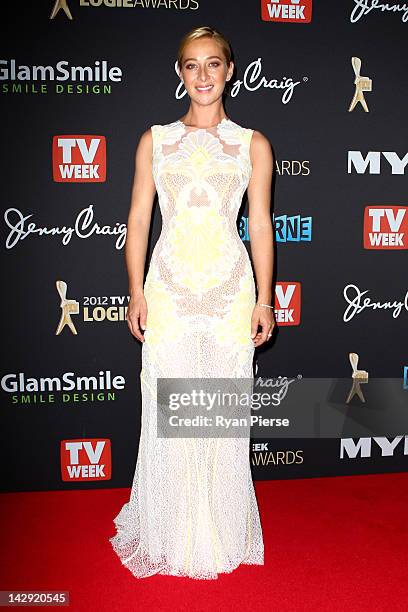 Actress Asher Keddie arrives at the 2012 Logie Awards at the Crown Palladium on April 15, 2012 in Melbourne, Australia.
