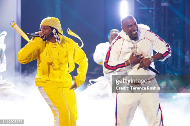 Armani White and N.O.R.E. Perform onstage during the BET Hip Hop Awards 2022 on September 30, 2022 in Atlanta, Georgia.