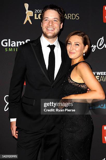 Hamish Blake and his fiance Zoe Foster arrive at the 2012 Logie Awards at the Crown Palladium on April 15, 2012 in Melbourne, Australia.