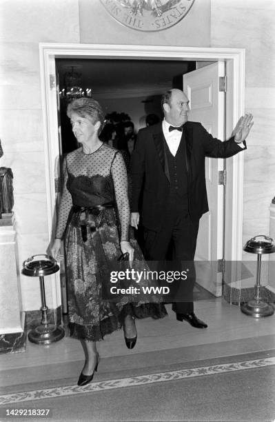 Mary Dwyer Scott and Willard Scott attend an event at the White House in Washington, D.C., on December 7, 1983.