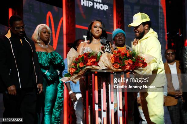 Trina accepts the I Am Hip Hop Award onstage during the BET Hip Hop Awards 2022 at The Cobb Theater on September 30, 2022 in Atlanta, Georgia.