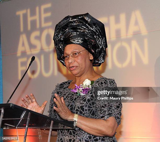 President of the Asomugha Foundation Dr. Lilian Asomugha speaks at the 6th Annual Asomugha Foundation Gala at the Millennium Biltmore Hotel on April...