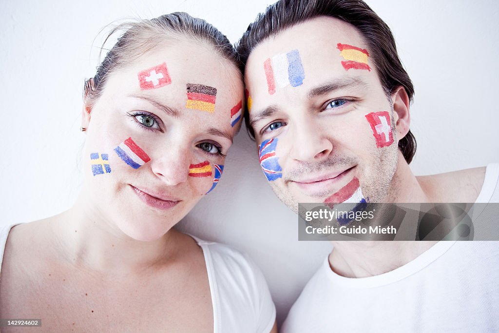 Couple with flag paintings