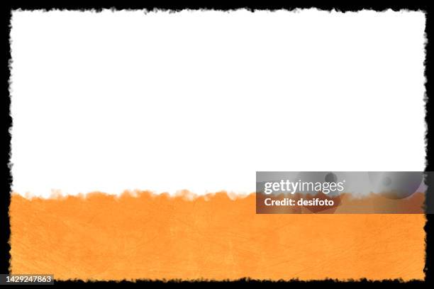 ilustrações de stock, clip art, desenhos animados e ícones de bright vibrant orange and white color partitioned rustic halloween or autumn fall theme black border background with copy space - moldura preta