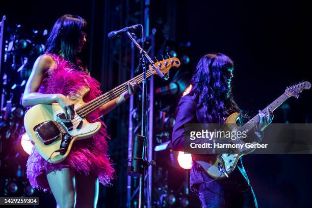 Laura Lee and Mark Speer of the band Khruangbin perform at the 2022 Ohana Music Festival on September 30, 2022 in Dana Point, California.