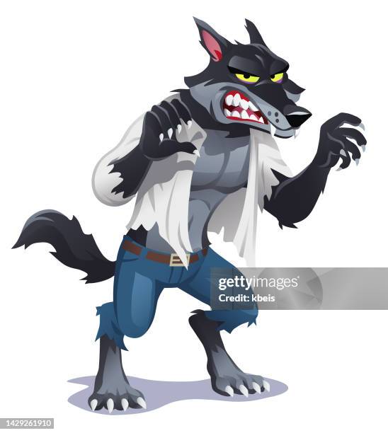 gruseliger werwolf - fangzahn stock-grafiken, -clipart, -cartoons und -symbole