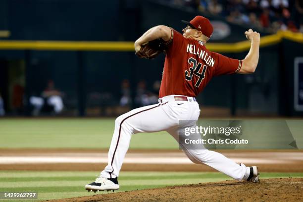 Mark Melancon of the Arizona Diamondbacks pitches during the game against the San Francisco Giants at Chase Field on September 25, 2022 in Phoenix,...