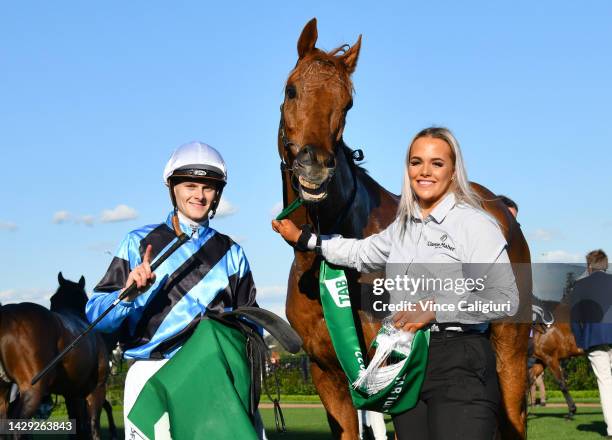 Ethan Brown after riding Smokin' Romans to win Race 7, the Tab Turnbull Stakes, during Turnbull Stakes Day at Flemington Racecourse on October 01,...