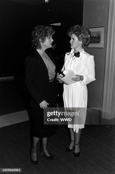 Barbara Pryor and Nancy Thurmond attend a reception at the Motion Picture Institute in Washington, D.C., on January 19, 1981.