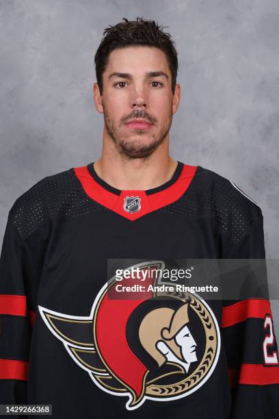 Travis Hamonic of the Ottawa Senators poses for his official headshot for the 2022-2023 season on September 21, 2022 at Canadian Tire Centre in...