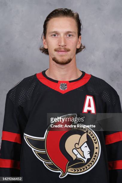 Thomas Chabot of the Ottawa Senators poses for his official headshot for the 2022-2023 season on September 21, 2022 at Canadian Tire Centre in...