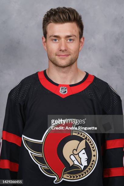 Dylan Gambrell of the Ottawa Senators poses for his official headshot for the 2022-2023 season on September 21, 2022 at Canadian Tire Centre in...