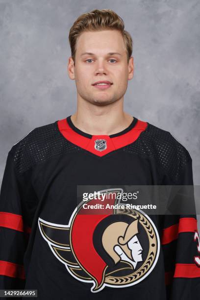 Jacob Larsson of the Ottawa Senators poses for his official headshot for the 2022-2023 season on September 21, 2022 at Canadian Tire Centre in...
