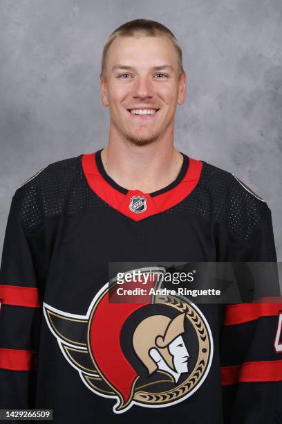 Parker Kelly of the Ottawa Senators poses for his official headshot for the 2022-2023 season on September 21, 2022 at Canadian Tire Centre in Ottawa,...