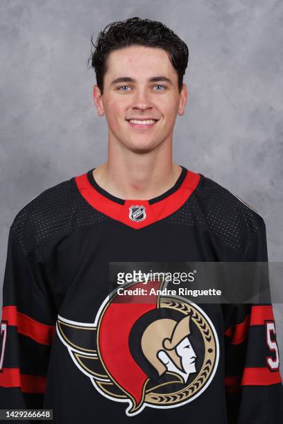 Shane Pinto of the Ottawa Senators poses for his official headshot for the 2022-2023 season on September 21, 2022 at Canadian Tire Centre in Ottawa,...