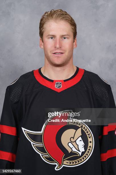 Dillon Heatherington of the Ottawa Senators poses for his official headshot for the 2022-2023 season on September 21, 2022 at Canadian Tire Centre in...