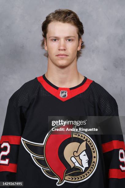 Philippe Daoust of the Ottawa Senators poses for his official headshot for the 2022-2023 season on September 21, 2022 at Canadian Tire Centre in...